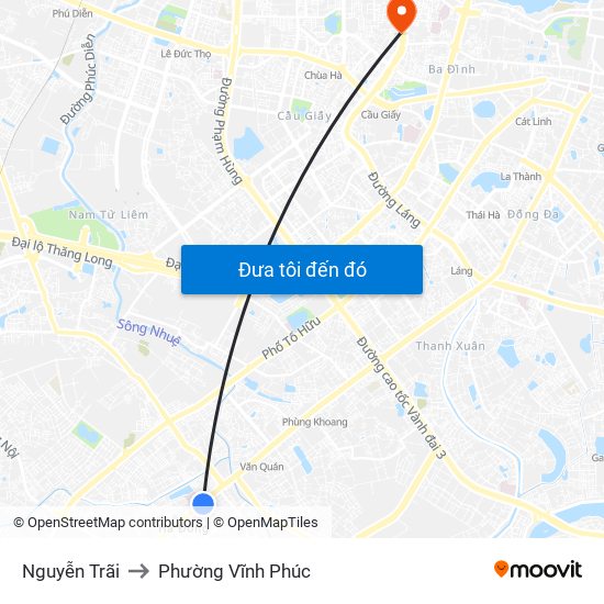 Nguyễn Trãi to Phường Vĩnh Phúc map