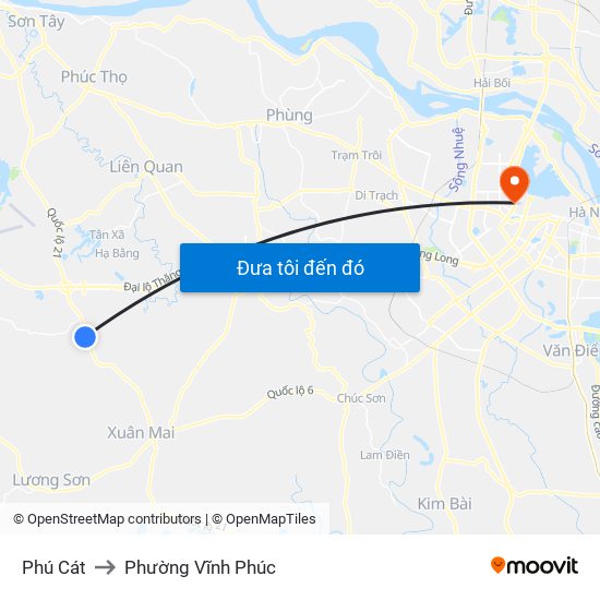 Phú Cát to Phường Vĩnh Phúc map