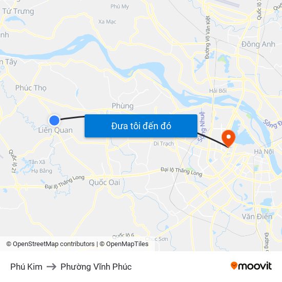 Phú Kim to Phường Vĩnh Phúc map