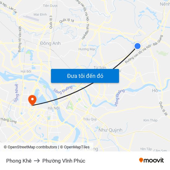 Phong Khê to Phường Vĩnh Phúc map