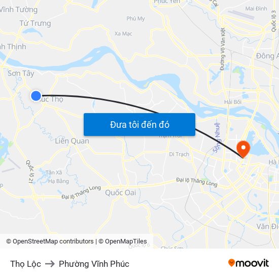 Thọ Lộc to Phường Vĩnh Phúc map