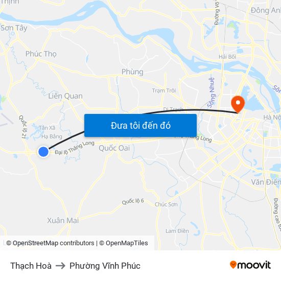 Thạch Hoà to Phường Vĩnh Phúc map