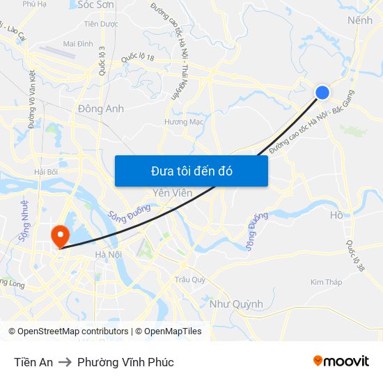 Tiền An to Phường Vĩnh Phúc map