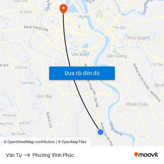 Văn Tự to Phường Vĩnh Phúc map