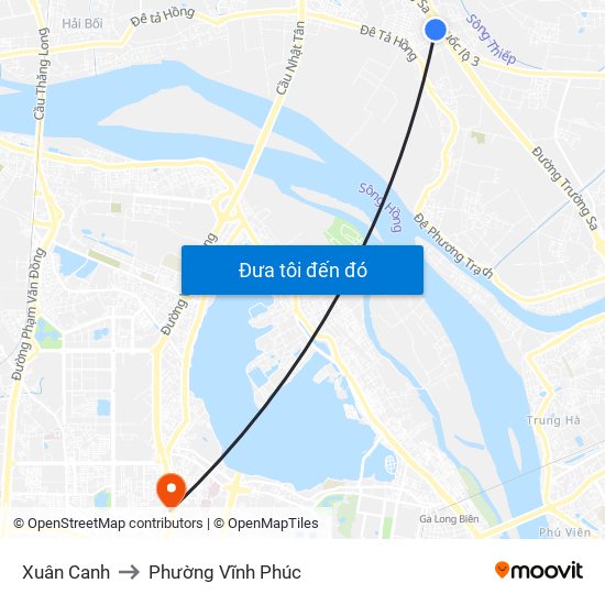 Xuân Canh to Phường Vĩnh Phúc map