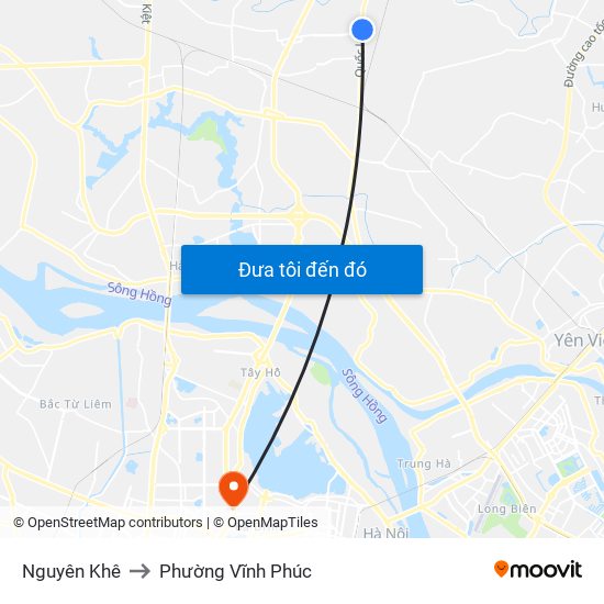 Nguyên Khê to Phường Vĩnh Phúc map