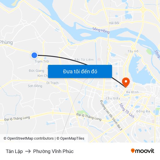 Tân Lập to Phường Vĩnh Phúc map