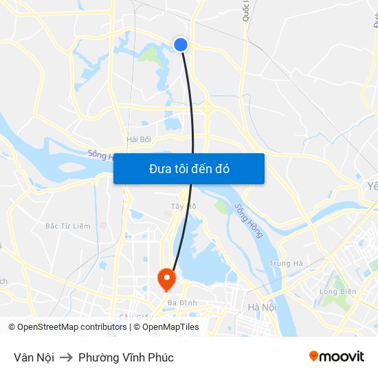 Vân Nội to Phường Vĩnh Phúc map