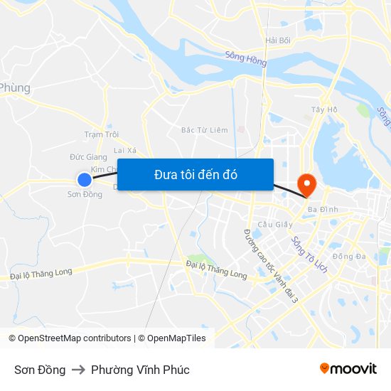 Sơn Đồng to Phường Vĩnh Phúc map