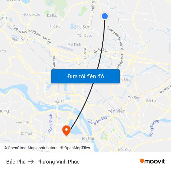 Bắc Phú to Phường Vĩnh Phúc map