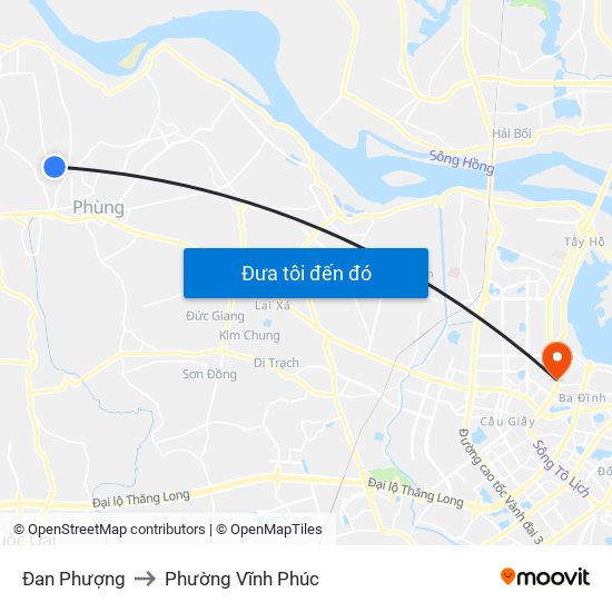 Đan Phượng to Phường Vĩnh Phúc map