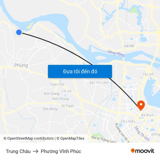 Trung Châu to Phường Vĩnh Phúc map