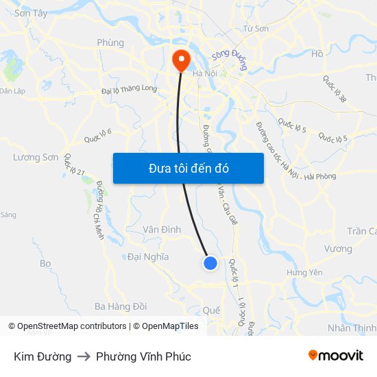 Kim Đường to Phường Vĩnh Phúc map