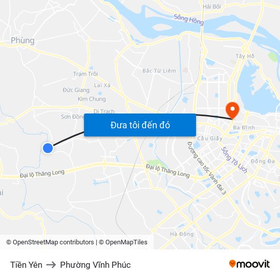 Tiền Yên to Phường Vĩnh Phúc map