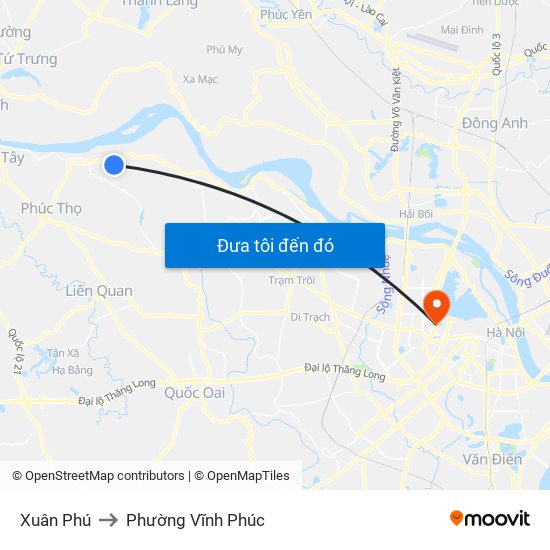 Xuân Phú to Phường Vĩnh Phúc map