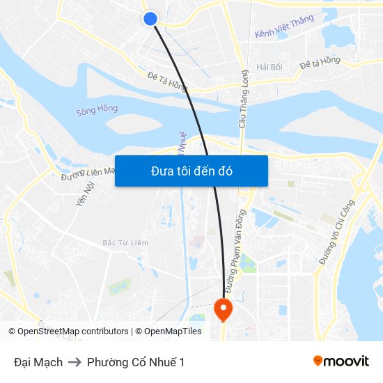 Đại Mạch to Phường Cổ Nhuế 1 map