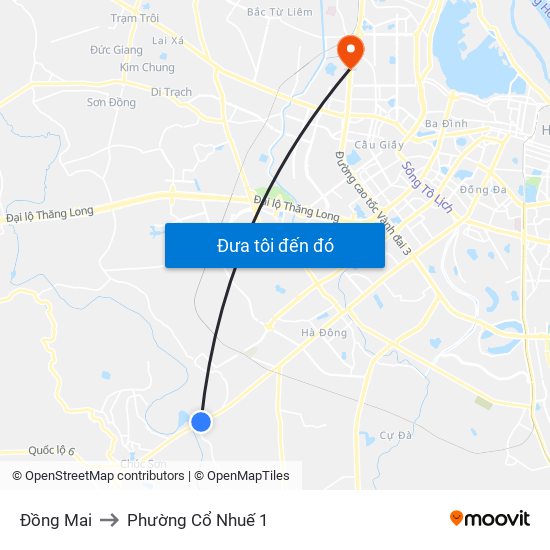 Đồng Mai to Phường Cổ Nhuế 1 map