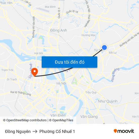 Đồng Nguyên to Phường Cổ Nhuế 1 map