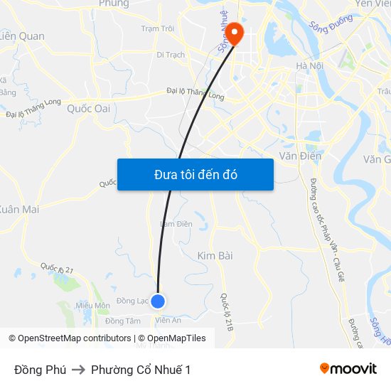Đồng Phú to Phường Cổ Nhuế 1 map