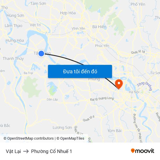 Vật Lại to Phường Cổ Nhuế 1 map