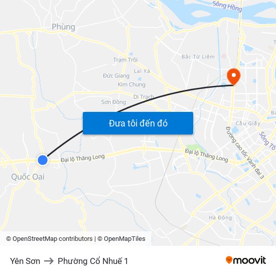 Yên Sơn to Phường Cổ Nhuế 1 map