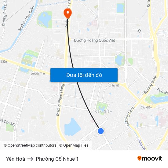 Yên Hoà to Phường Cổ Nhuế 1 map