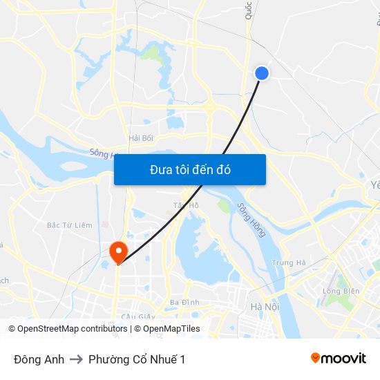 Đông Anh to Phường Cổ Nhuế 1 map