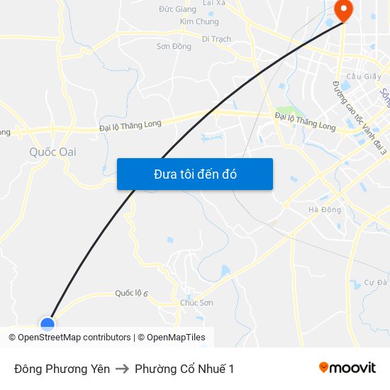 Đông Phương Yên to Phường Cổ Nhuế 1 map