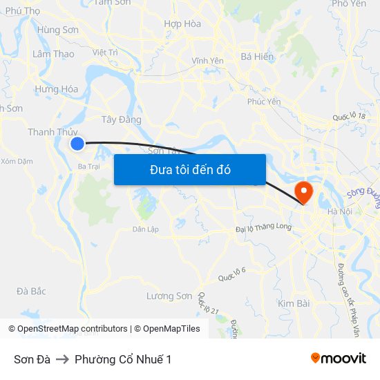 Sơn Đà to Phường Cổ Nhuế 1 map