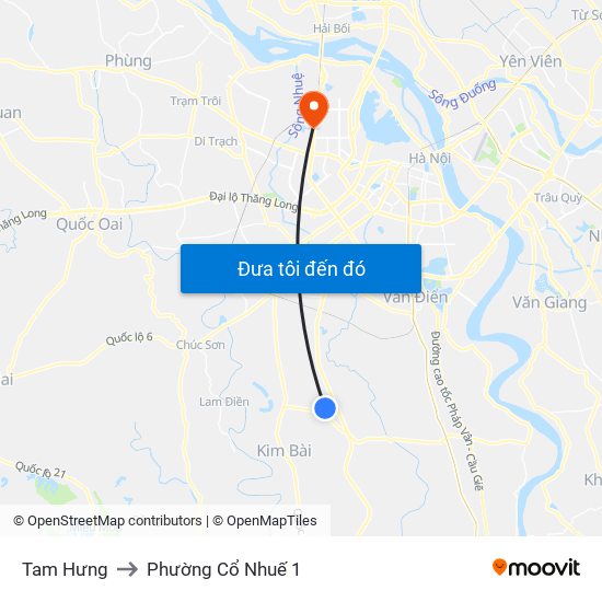 Tam Hưng to Phường Cổ Nhuế 1 map