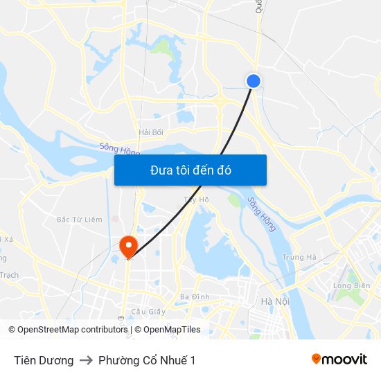 Tiên Dương to Phường Cổ Nhuế 1 map