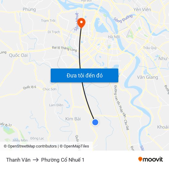 Thanh Văn to Phường Cổ Nhuế 1 map