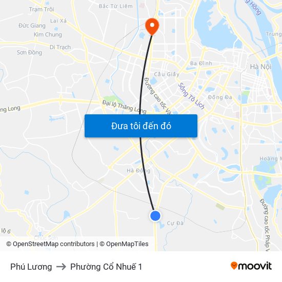 Phú Lương to Phường Cổ Nhuế 1 map