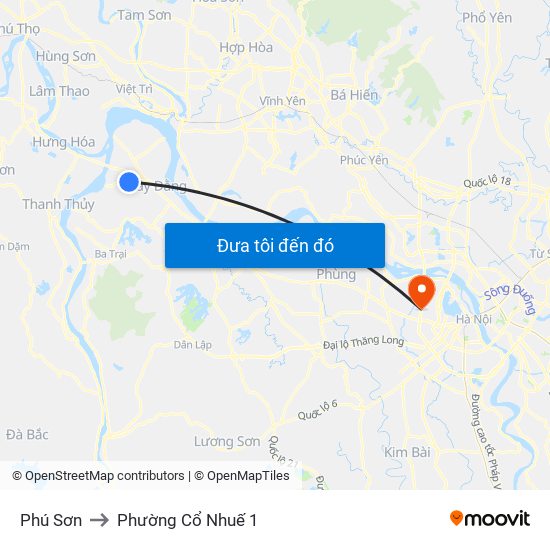 Phú Sơn to Phường Cổ Nhuế 1 map