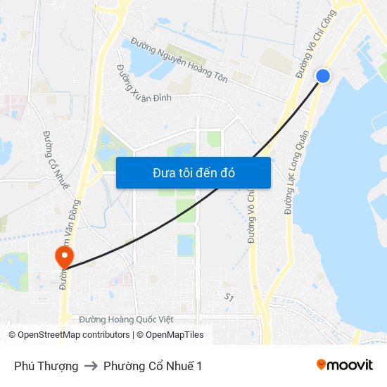 Phú Thượng to Phường Cổ Nhuế 1 map