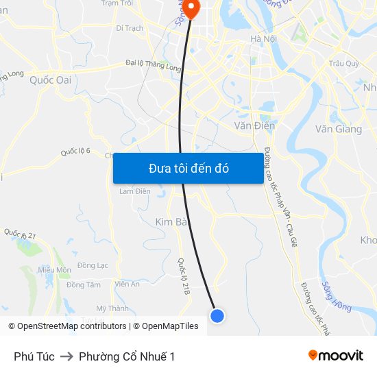 Phú Túc to Phường Cổ Nhuế 1 map