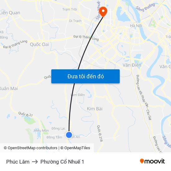 Phúc Lâm to Phường Cổ Nhuế 1 map