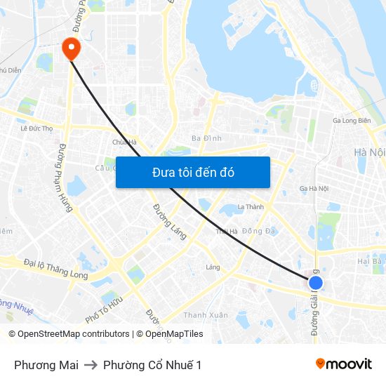 Phương Mai to Phường Cổ Nhuế 1 map