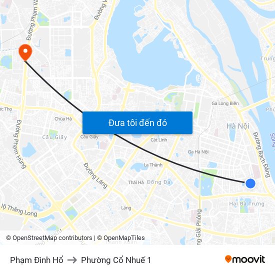Phạm Đình Hổ to Phường Cổ Nhuế 1 map