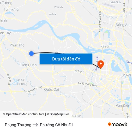 Phụng Thượng to Phường Cổ Nhuế 1 map