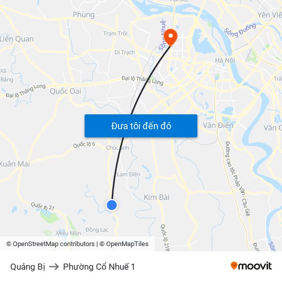 Quảng Bị to Phường Cổ Nhuế 1 map