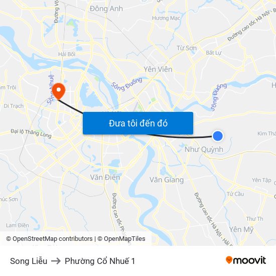 Song Liễu to Phường Cổ Nhuế 1 map