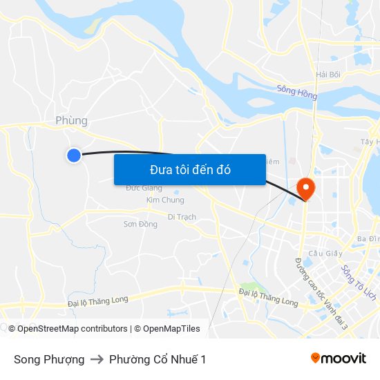 Song Phượng to Phường Cổ Nhuế 1 map