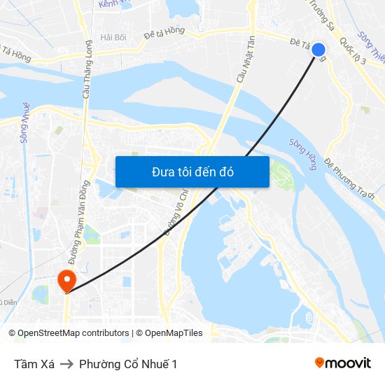 Tầm Xá to Phường Cổ Nhuế 1 map