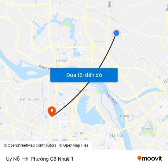 Uy Nỗ to Phường Cổ Nhuế 1 map