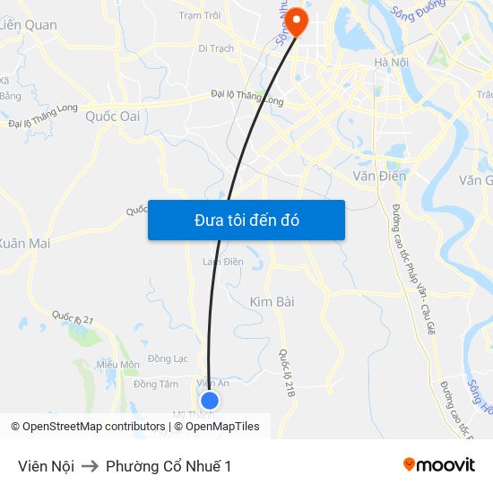 Viên Nội to Phường Cổ Nhuế 1 map