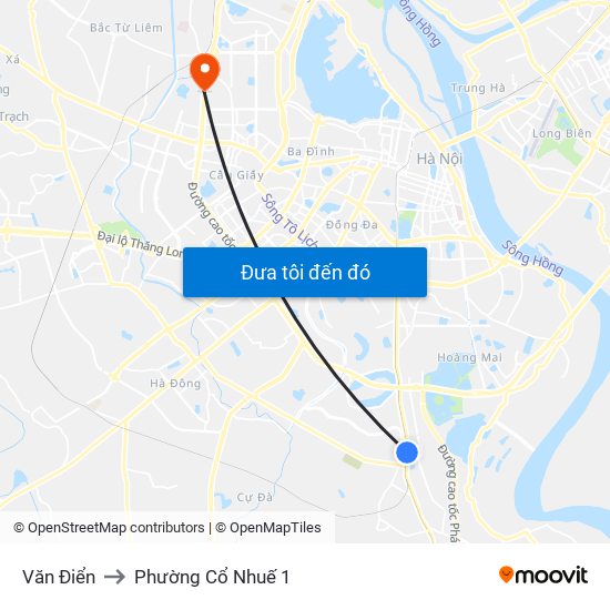 Văn Điển to Phường Cổ Nhuế 1 map