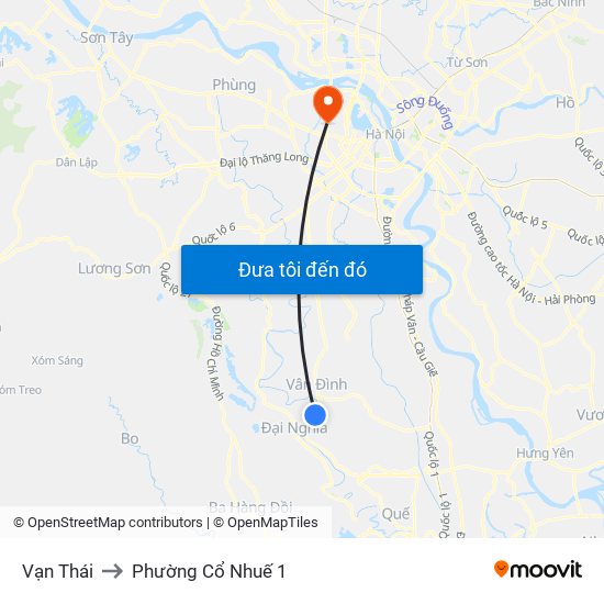 Vạn Thái to Phường Cổ Nhuế 1 map