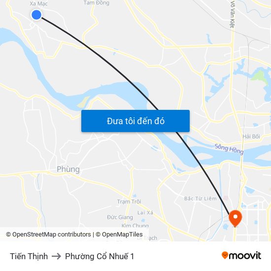 Tiến Thịnh to Phường Cổ Nhuế 1 map