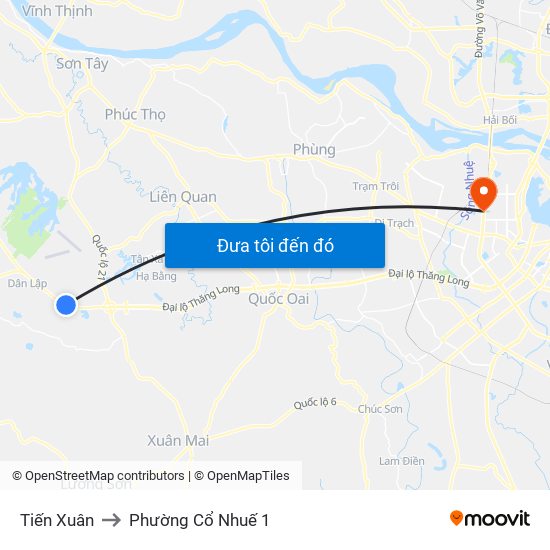 Tiến Xuân to Phường Cổ Nhuế 1 map